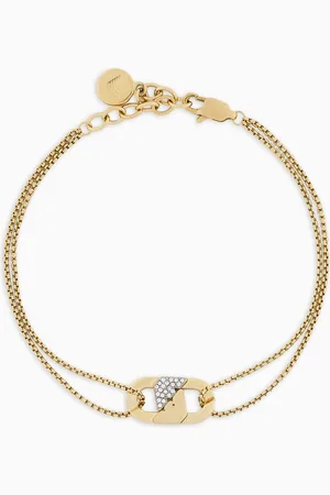 Emporio Armani Pulsera con placa de acero inoxidable dorado