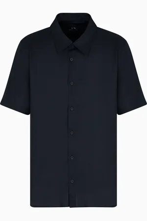Armani Exchange Camisa de corte regular en sarga de lyocell