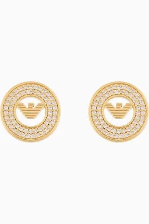 Emporio Armani Pendientes de botón en plata de ley color dorado