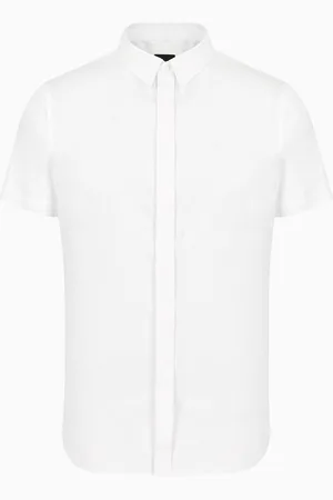 Armani Exchange Camisa slim fit de manga corta en sat??n el??stico