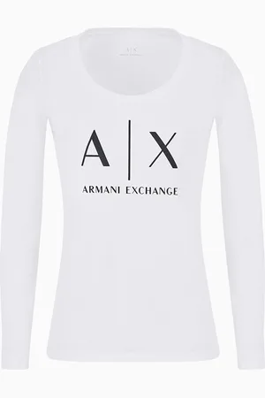 Armani Exchange Camiseta de manga larga con estampado de algod??n Pima