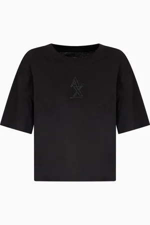 Armani Exchange Camiseta corta con logo de pedrer??a