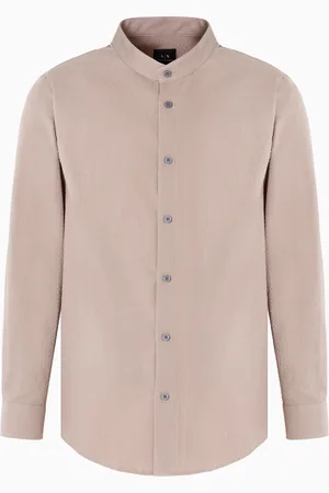 Armani Exchange Camisa regular fit en algod??n te??ido en hilo
