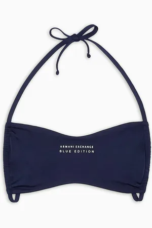 Armani Exchange Top de bikini bandeau con logotipo ASV de Blue Edition