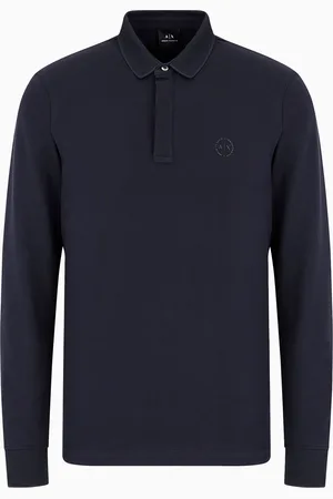 Armani Exchange Polo slim fit de algod??n el??stico con mangas largas