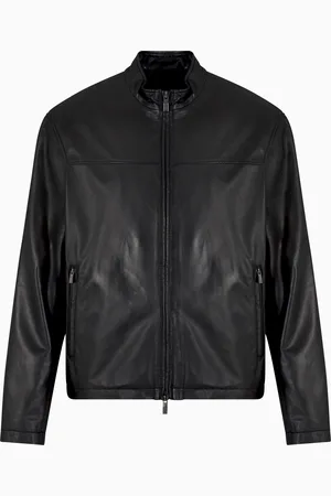 Armani Exchange Chaqueta de cuero aut??ntico mate