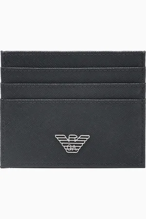 Emporio Armani Caja regalo con cartera y tarjetero de piel saffiano regenerada con placa de águila ASV
