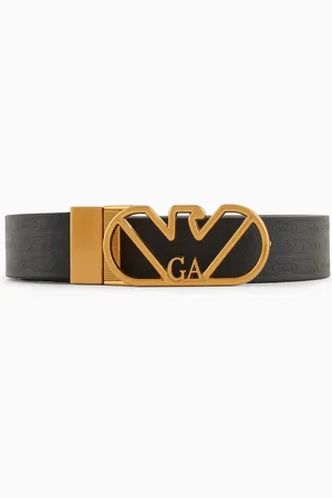 Emporio Armani Cinturón reversible de piel con monograma estampado y hebilla de águila