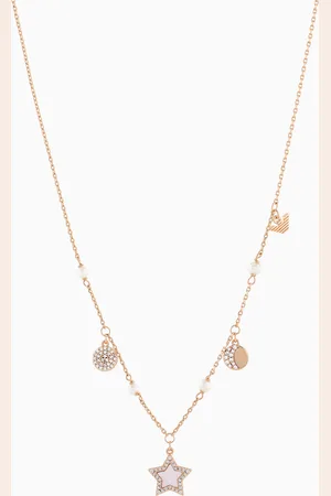 Emporio Armani Collar de secciones de latón en tono rosa dorado