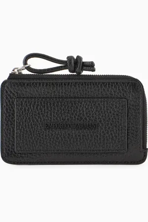 Emporio Armani Tarjetero con cremallera de piel abatanada