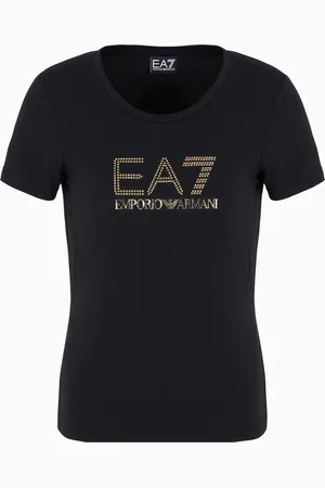 EA7 Camiseta de mezcla de algodón y modal elástico con maxilogotipo Evolution