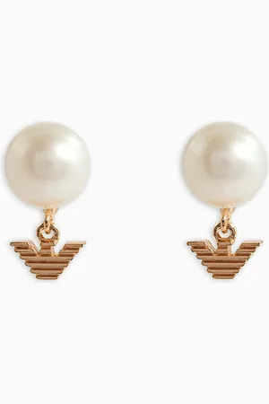 Emporio Armani Pendientes de botón con perlas blancas