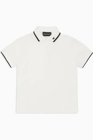 Emporio Armani Polo de piqué orgánico con bordado de águila ASV