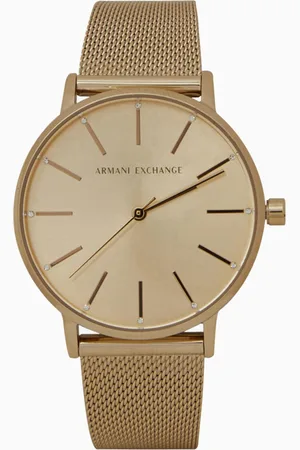 Armani Exchange Reloj de acero inoxidable de tres manecillas en tono dorado