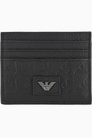 Emporio Armani Tarjetero de piel con motivo integral de águila en relieve