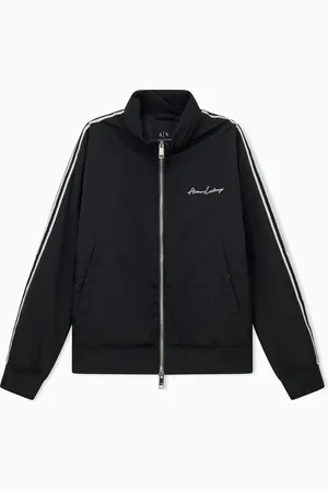 Armani Exchange Cazadora con cremallera completa en tejido arrugado y logo en el pecho