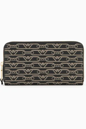 Emporio Armani Cartera con cremallera perimetral y estampado integral de monograma
