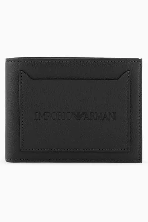 Emporio Armani Cartera plegable con bolsillo exterior de piel abatanada