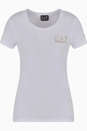 EA7 Camiseta de cuello redondo de mezcla de algodón y modal elástico Evolution