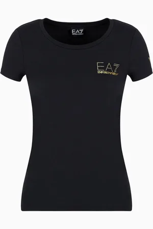 EA7 Camiseta de cuello redondo de mezcla de algodón y modal elástico Evolution