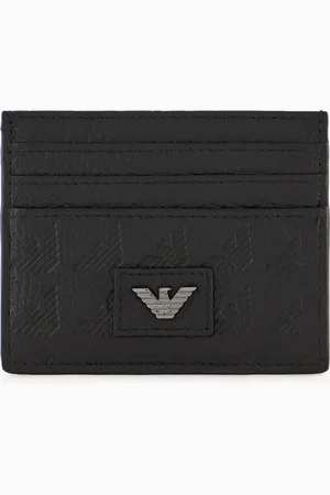Emporio Armani Tarjetero de piel con motivo integral de águila en relieve