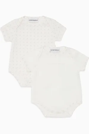 Emporio Armani Lot de 2 bodys en jersey avec logo et aigles optiques