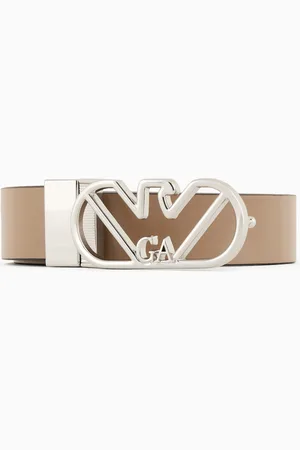 Emporio Armani Cinturón reversible de piel con estampado de ciervo y hebilla con águila