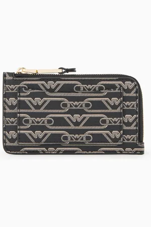 Emporio Armani Tarjetero con cremallera perimetral y estampado integral de monograma