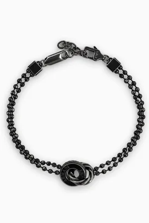 Emporio Armani Pulsera de eslabones de acero inoxidable con acabado negro