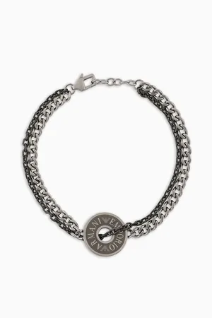 Emporio Armani Pulsera de cadena en acero inoxidable y baño color gris metálico