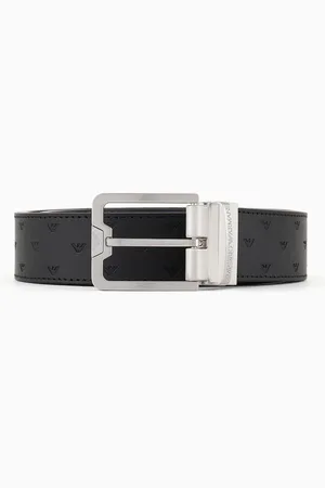 Emporio Armani Cinturón reversible de piel con águila grabado por toda la superficie