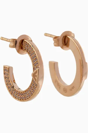 Emporio Armani Pendientes de aro de plata de ley en tono rosa dorado