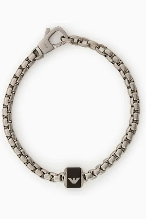 Emporio Armani Pulsera de eslabones de mármol negro