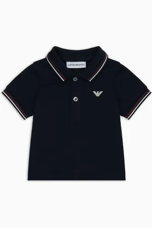 Emporio Armani Polo de piqué elástico con bordes a rayas