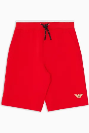 Emporio Armani Pantalones cortos de punto doble con cordón y bordado