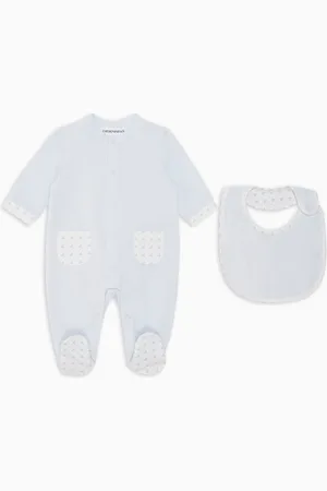 Emporio Armani Coffret-cadeau dors-bien et bavoir en jersey avec motif optique aigles