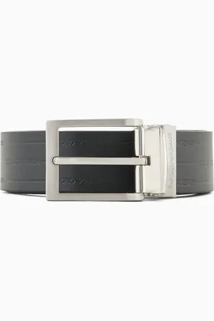 Emporio Armani Cinturón reversible de piel con logotipo impreso