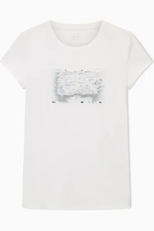 Armani Exchange Camiseta slim fit con logo de strass
