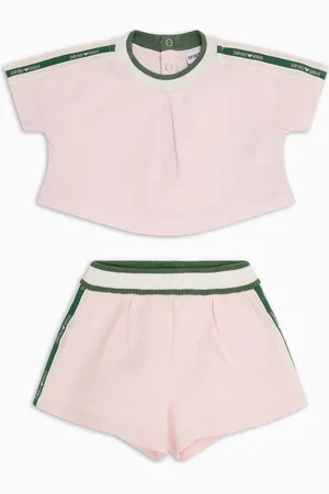 Emporio Armani Conjunto de camiseta y pantalones cortos de punto con cinta con logotipo