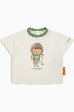 Emporio Armani Camiseta de punto orgánico con estampado Manga Bear Crew ASV