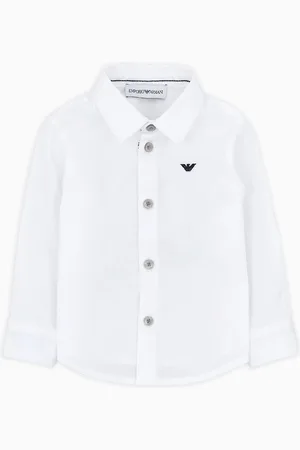 Emporio Armani Camisa de algodón elástico con bordado de águila