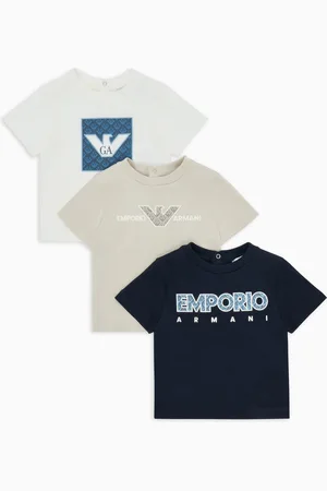 Emporio Armani Paquete de tres camisetas de punto con logotipo gráfico estampado ASV