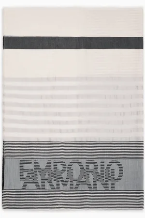 Emporio Armani Estola en mezcla de modal con rayas de tejido jacquard y logotipo