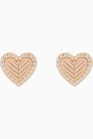 Emporio Armani Pendientes de botón en plata de ley color oro rosa
