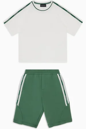 Emporio Armani Conjunto de camiseta y bermudas de punto con cinta con logotipo