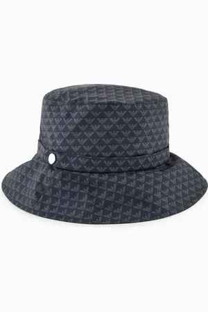 Emporio Armani Sombrero cloche de nailon con logotipo integral de águila
