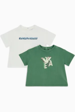 Emporio Armani Paquete de dos camisetas de punto con logotipo gráfico estampado ASV