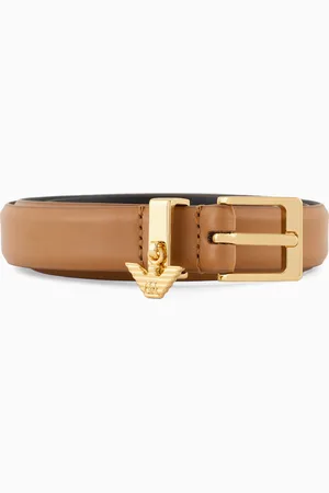 Emporio Armani Cinturón de piel lisa con colgante con logotipo del águila