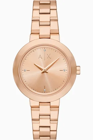 Armani Exchange Reloj de dos manecillas de acero inoxidable color oro rosa