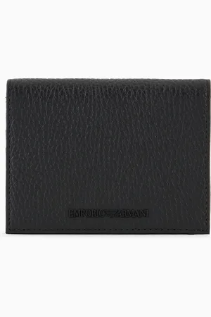 Emporio Armani Cartera compacta de piel abatanada